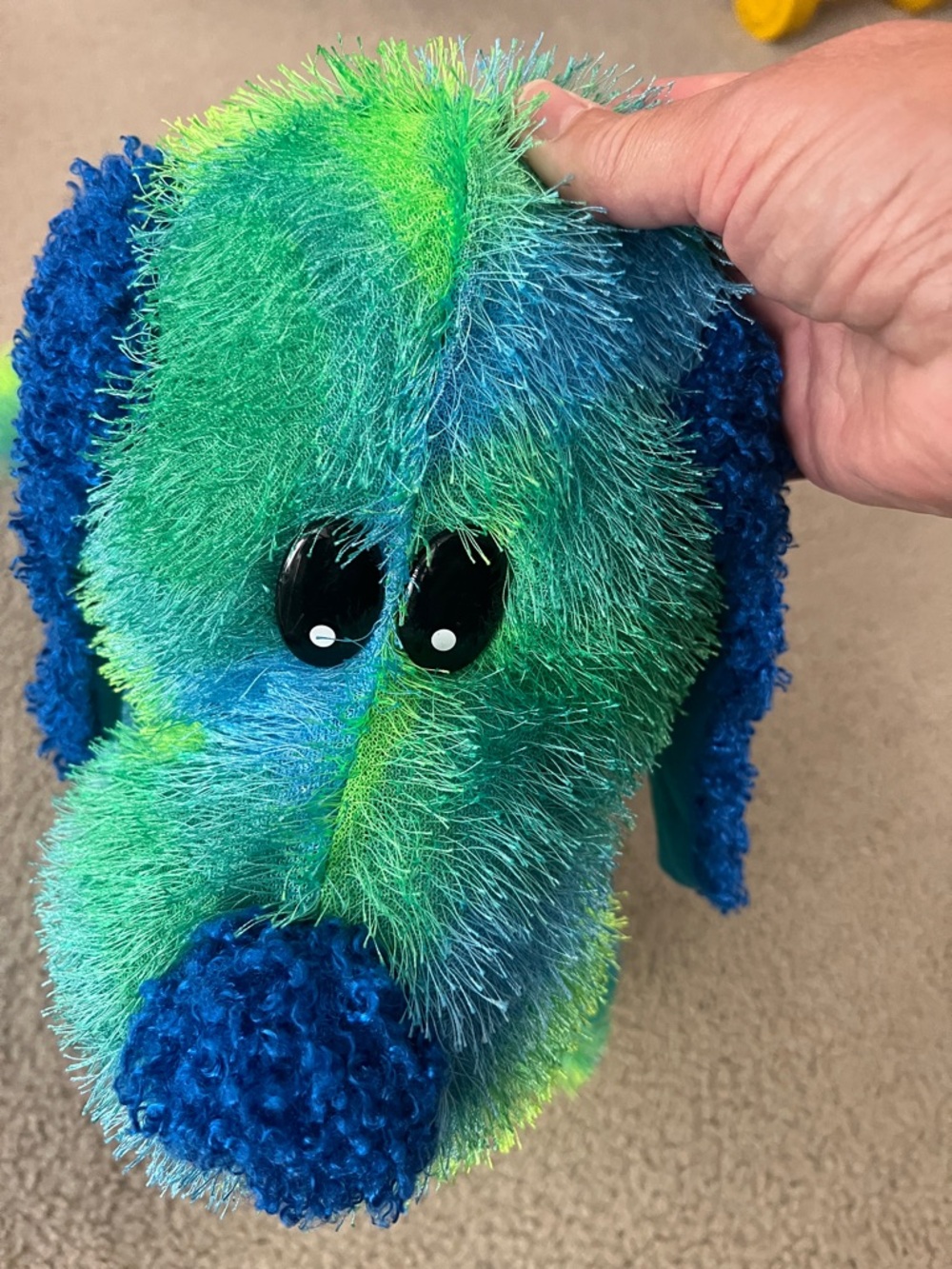 Vintage Plush Blue-Green Puppy Stuffed Animal - Soft Fuzzy Dog Toy